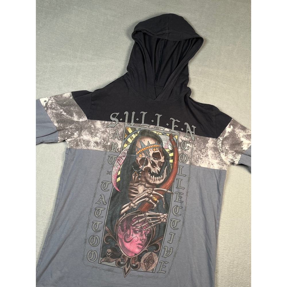 Sullen Art Collective Skull Reaper Goth Emo Hoodie Long Sleeve T Shirt medium